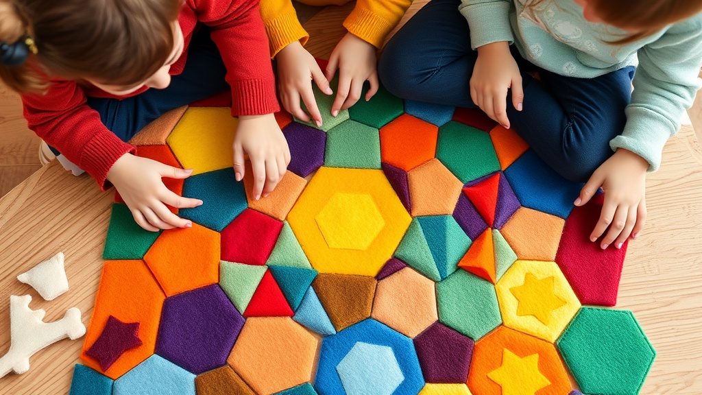 Kinder legen Parkettierungen im Unterricht