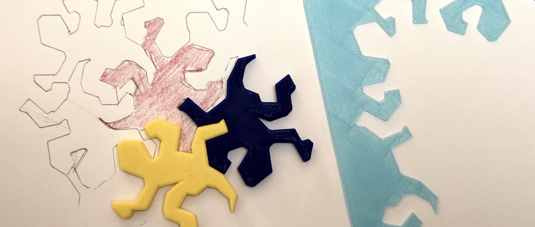 Escher-Echse mit gezeichneter Ausmalvorlage